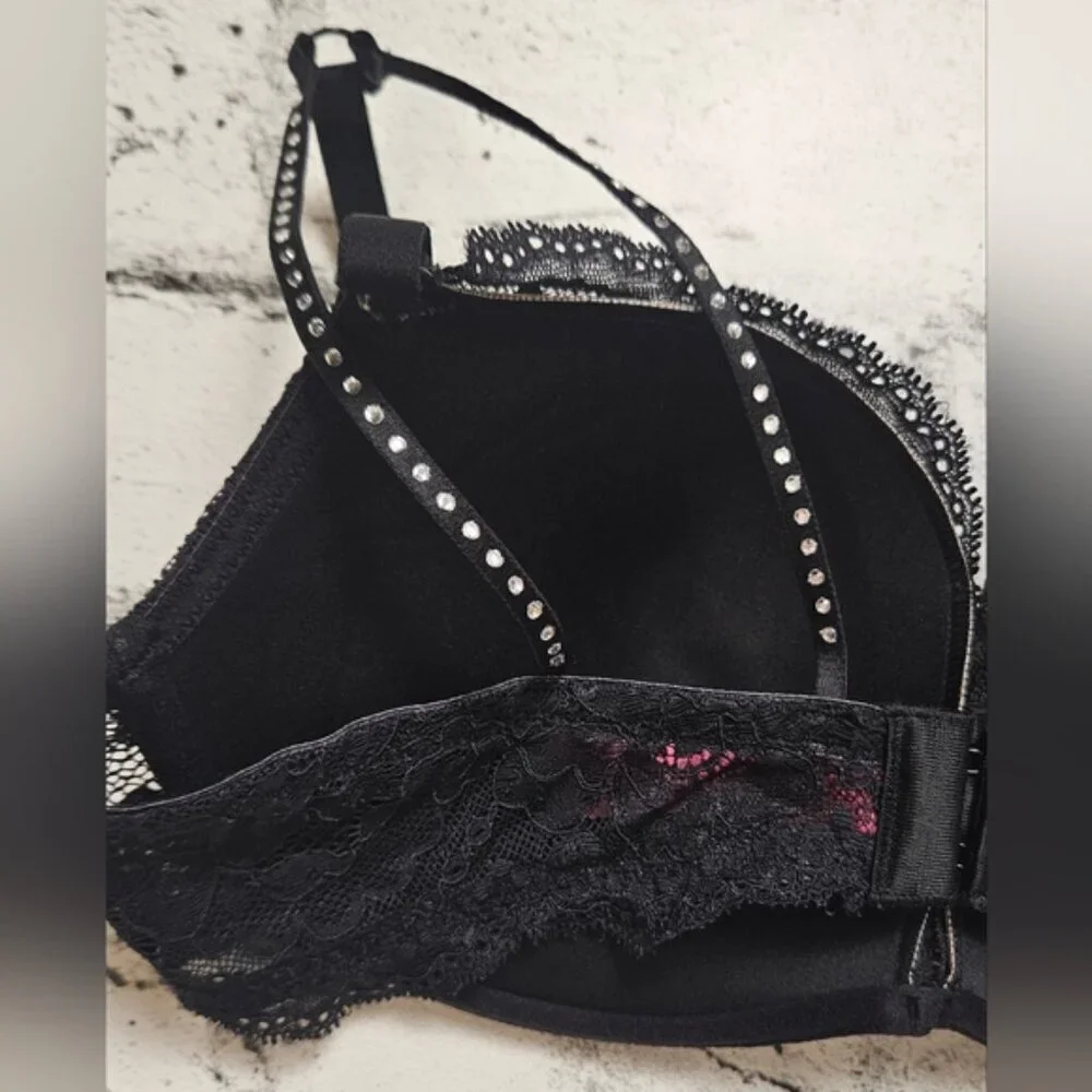 Black Lace Push Up Bra 36C Underwire Padded Sexy Lingerie La Senza